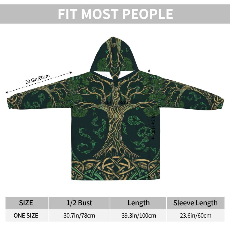 生命の樹ケルト模様ブランケットパーカー女性用ウェアラブルオー - Sherpa Hoodie Fleece のレビューと価格