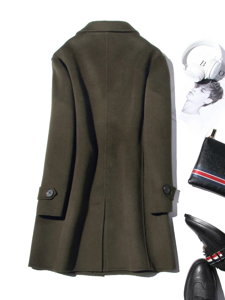 AYUNSUE 100% ウールコート男性秋両面ロングジャケ - Wool Coat Peacoat のレビューと価格