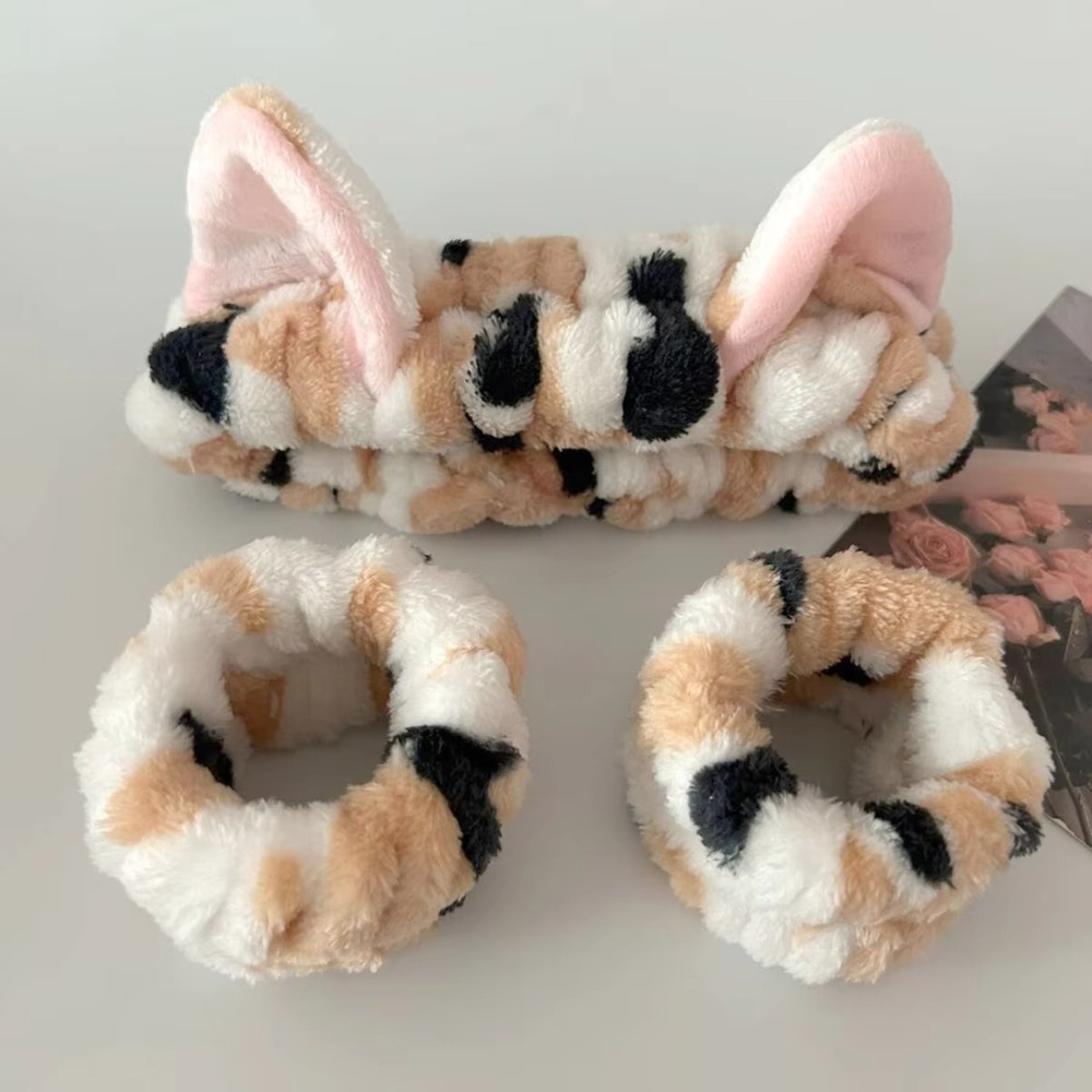 3 ピース/セットヒョウ柄かわいい猫耳ぬいぐるみヘッドバンド - Winter Headband Fleece のレビューと価格