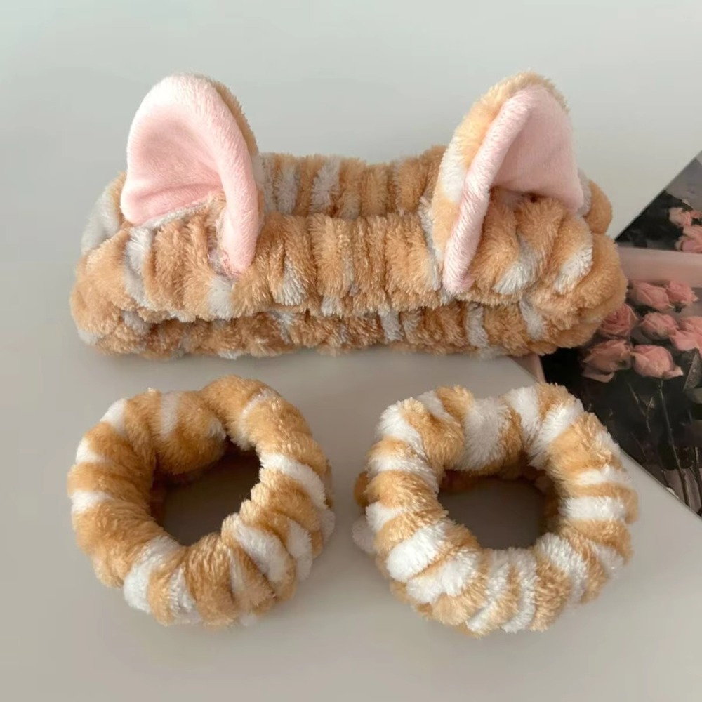 3 ピース/セットヒョウ柄かわいい猫耳ぬいぐるみヘッドバンド - Winter Headband Fleece のレビューと価格