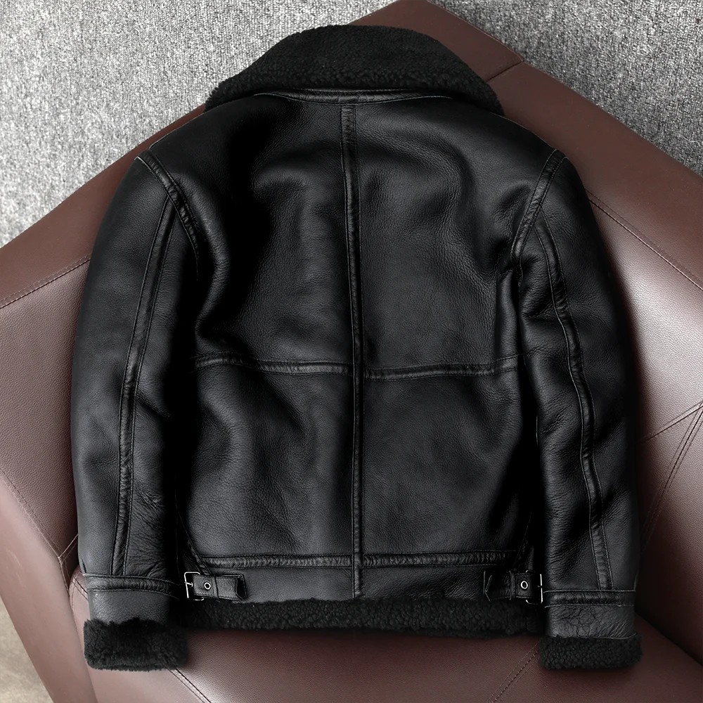 男性用本革シープスキンジャケット,厚手のシープウール,元のエ - Down Jacket Packable のレビューと価格