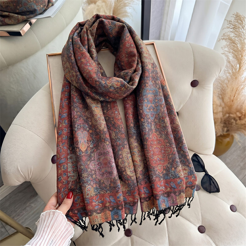 新しい高級女性の秋と冬のカシミヤスカーフペイズリープリント暖 - Cashmere Pashmina Wrap のレビューと価格
