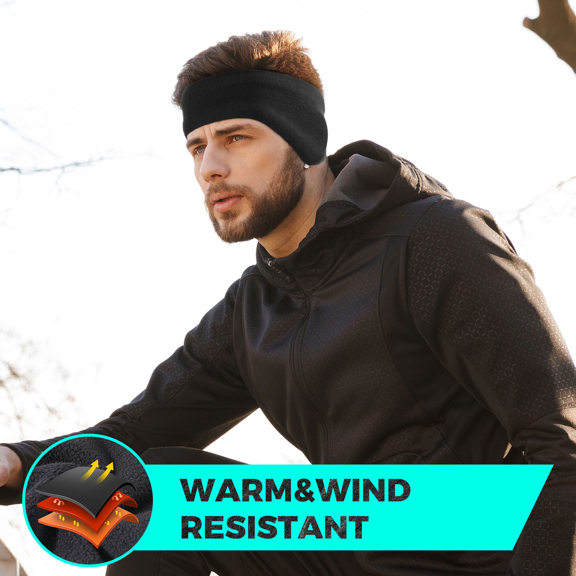 冬用フリースバンダナ二重層イヤーウォーマー防風スキーヘッドバ - Winter Headband Fleece のレビューと価格