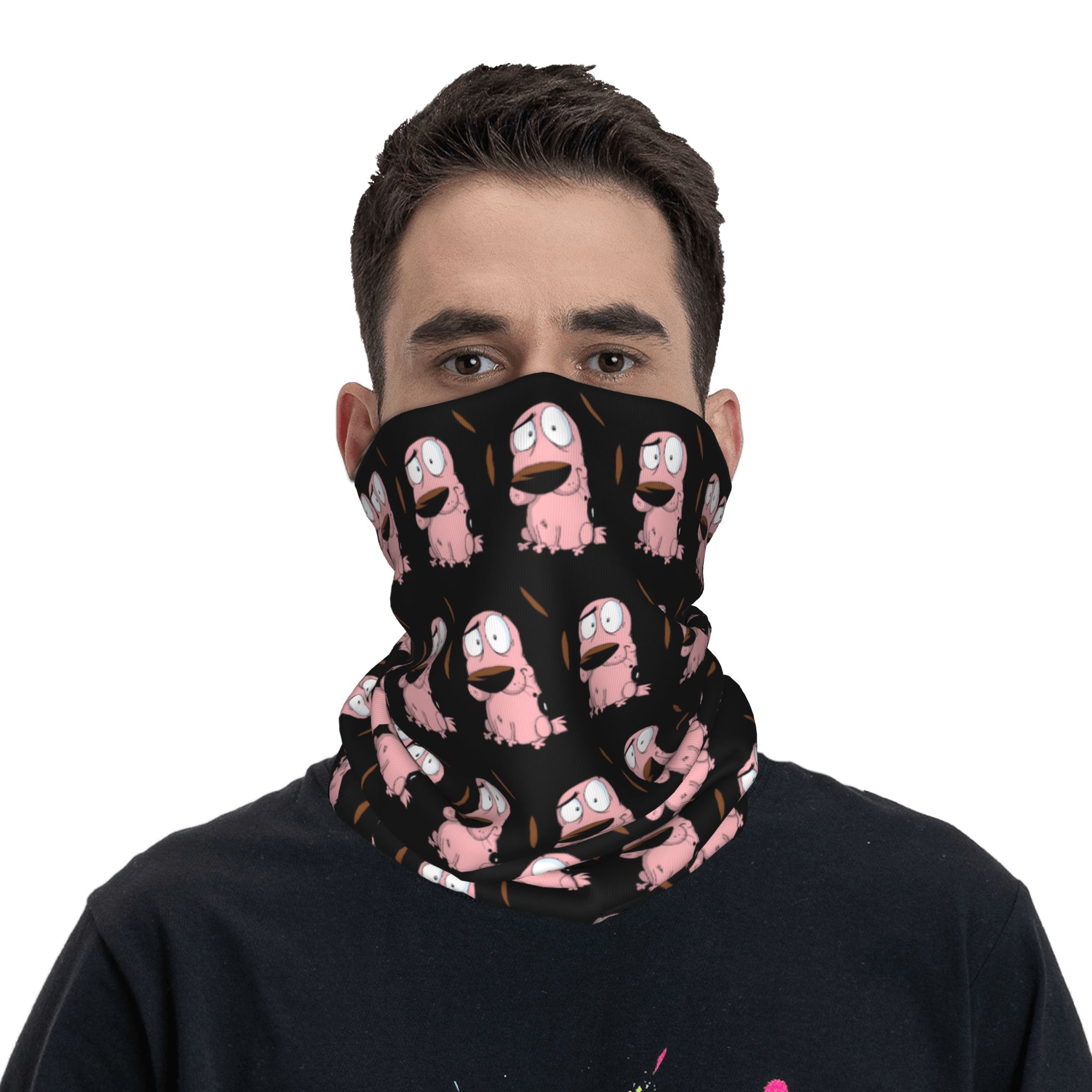 カスタム漫画勇気犬冬ヘッドバンドネックウォーマー女性男性ハイ - Neck Gaiter Fleece のレビューと価格