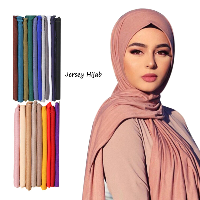 30 色無地固体モーダルジャージーヒジャブ女性の冬の弾性イス - Shawl Wrap Winter のレビューと価格