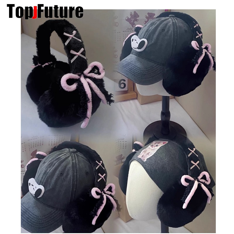 原宿 Y2k かわいい甘いロリータ弓毛皮のようなイヤーウォー - Earmuffs Foldable のレビューと価格