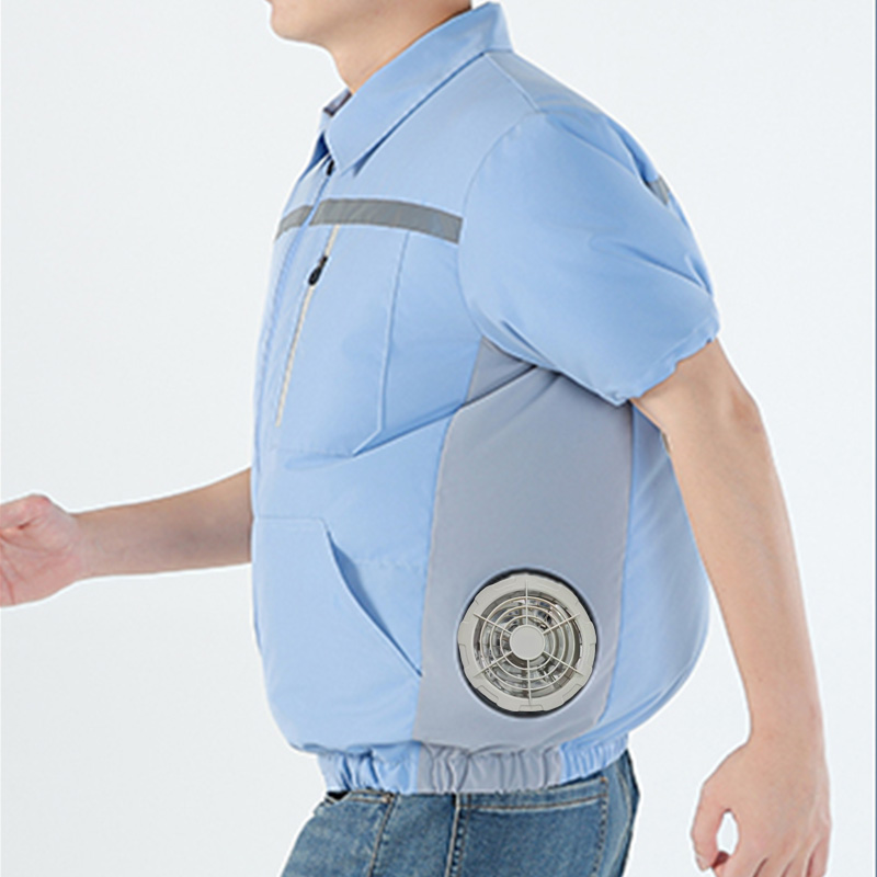 夏用冷却半袖空調服 2 穴ファン付きメンズ抗熱 T シャツメ - Down Jacket Packable のレビューと価格