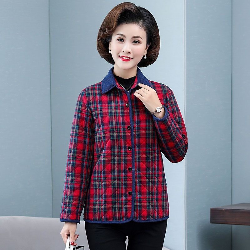 秋冬チェック柄コットンシャツ厚手長袖ルーズフィットレディース - Flannel Shirt Lined のレビューと価格