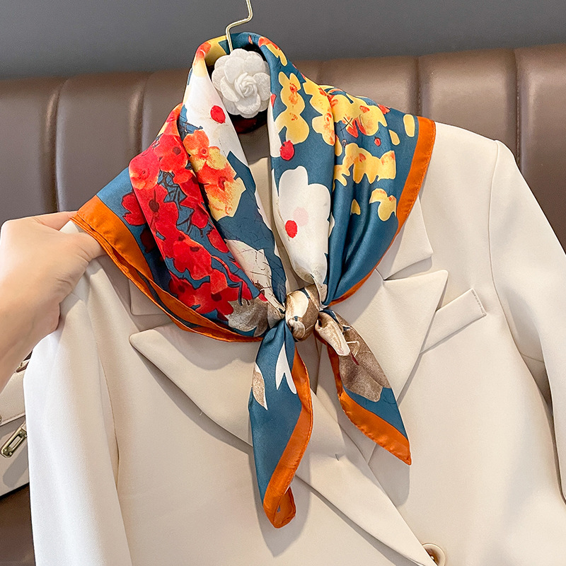 女性用スクエアシルクスカーフ,フローラルプリント,ファッショ - Shawl Wrap Winter のレビューと価格