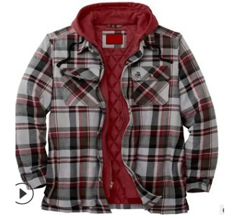 メンズフリース裏地付きフランネルチェック柄シャツジャケット、 - Flannel Shirt Lined のレビューと価格