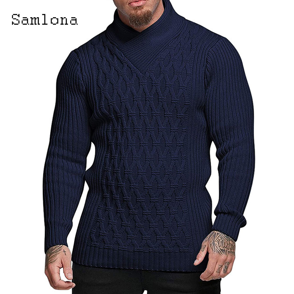 Samlona-メンズニットセーター,カットアウトジャンパー - Wool Scarf Men のレビューと価格