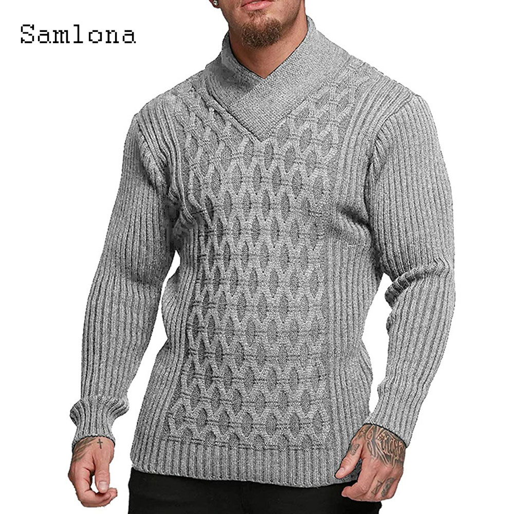 Samlona-メンズニットセーター,カットアウトジャンパー - Wool Scarf Men のレビューと価格