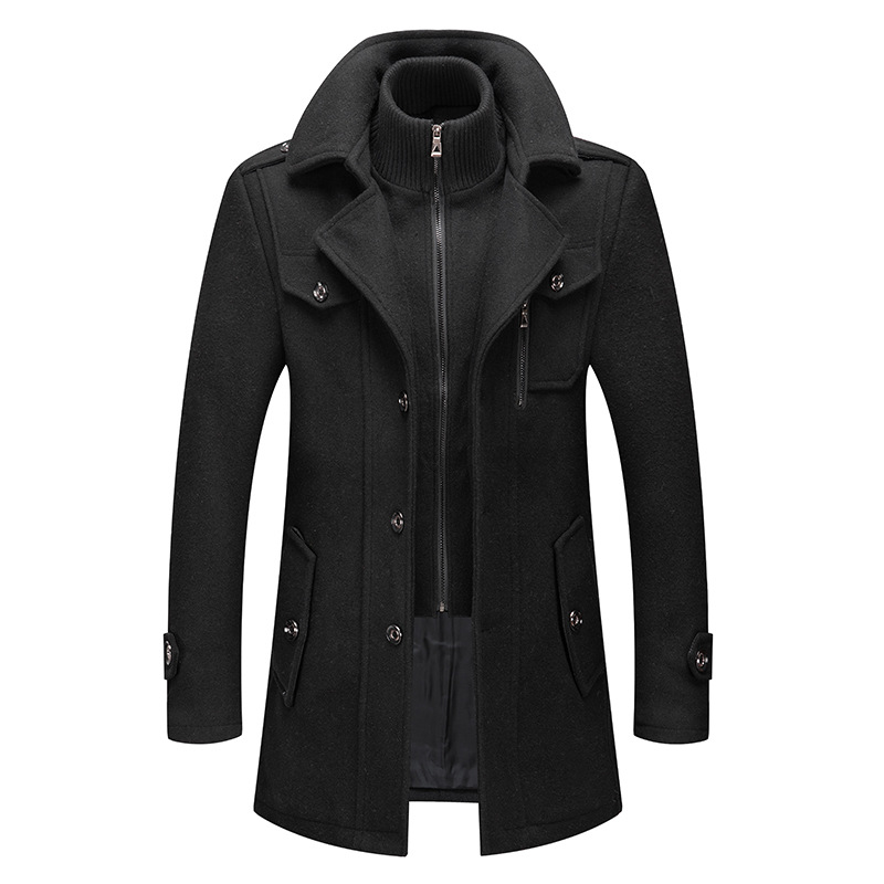 冬のメンズウールコート、オーバーサイズ、無地、ダブルカラー、 - Wool Coat Peacoat のレビューと価格
