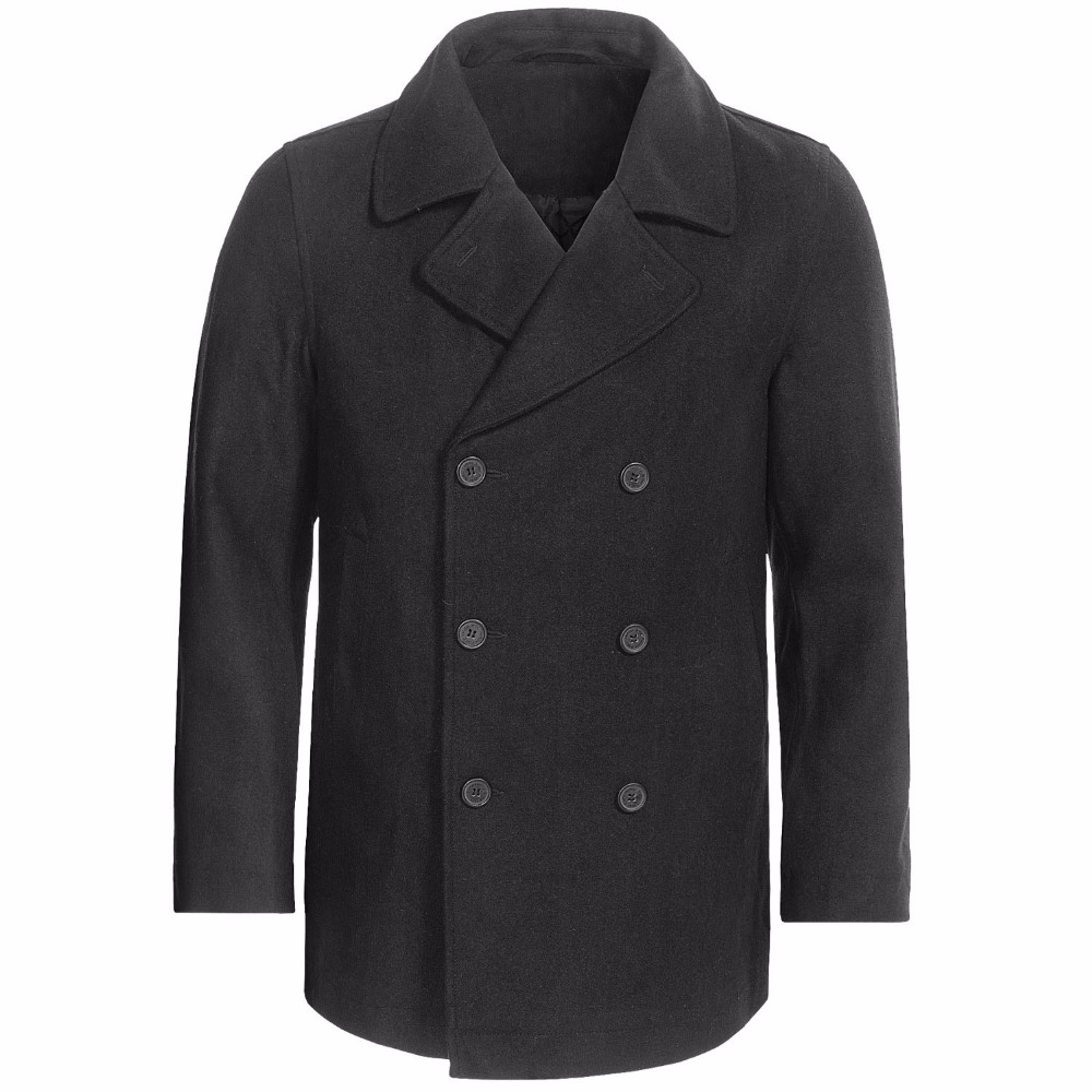 秋/冬用のカスタムメイドチャコールグレーピーコート、ヘビーウ - Wool Coat Peacoat のレビューと価格