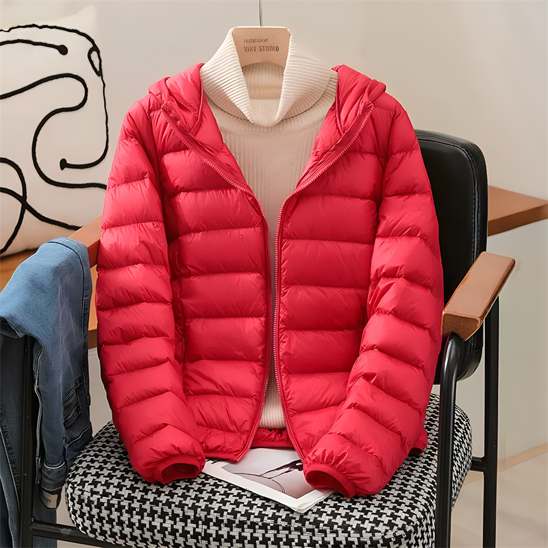 女性の韓国のスリムパフコート,プラスサイズ,超軽量,包装可能 - Down Jacket Packable のレビューと価格