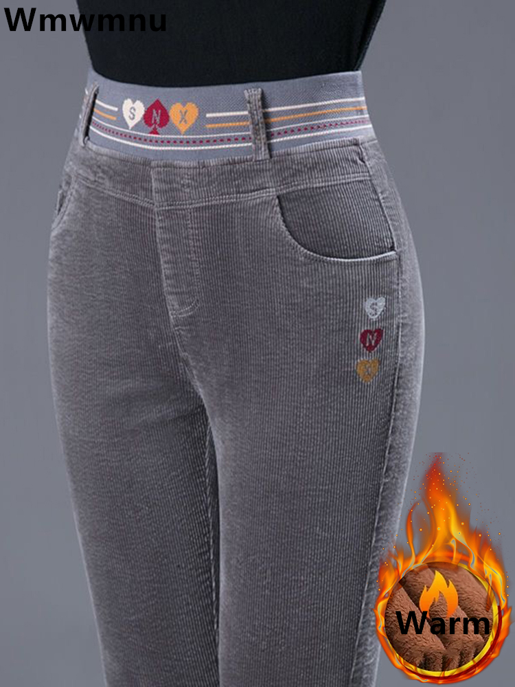 冬厚みの豪華な裏地付きペンシルパンツ暖かいスリムハイウエスト - Corduroy Pant Warm のレビューと価格