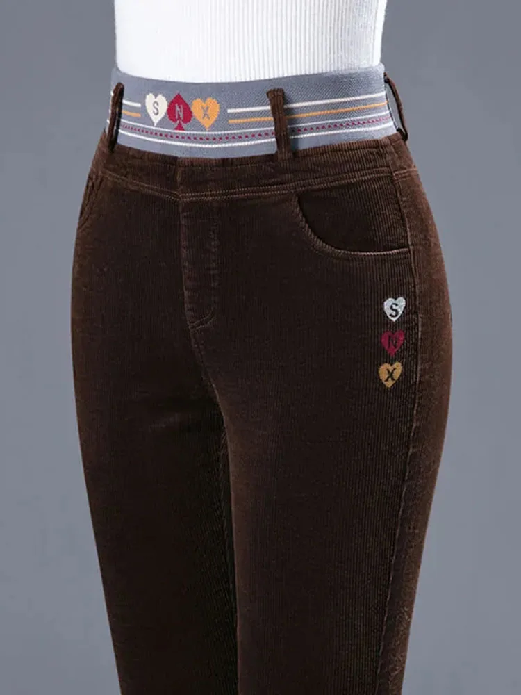 冬厚みの豪華な裏地付きペンシルパンツ暖かいスリムハイウエスト - Corduroy Pant Warm のレビューと価格