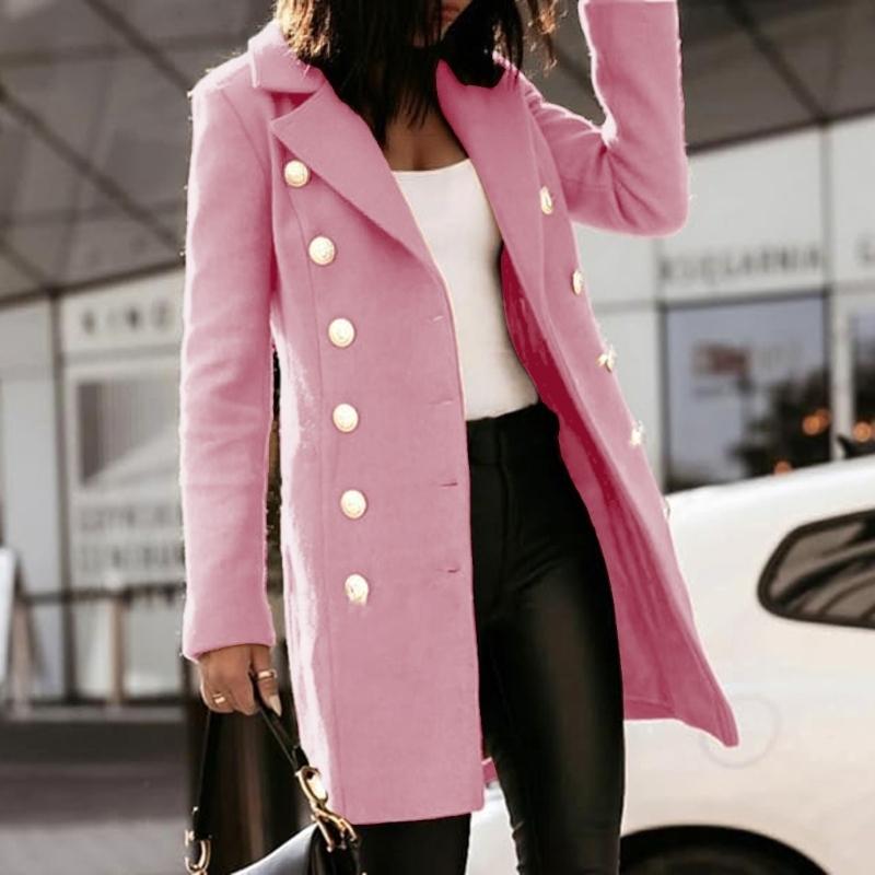 レディース秋冬ウールコートダブルブレストミディピーコートトレ - Wool Coat Peacoat のレビューと価格