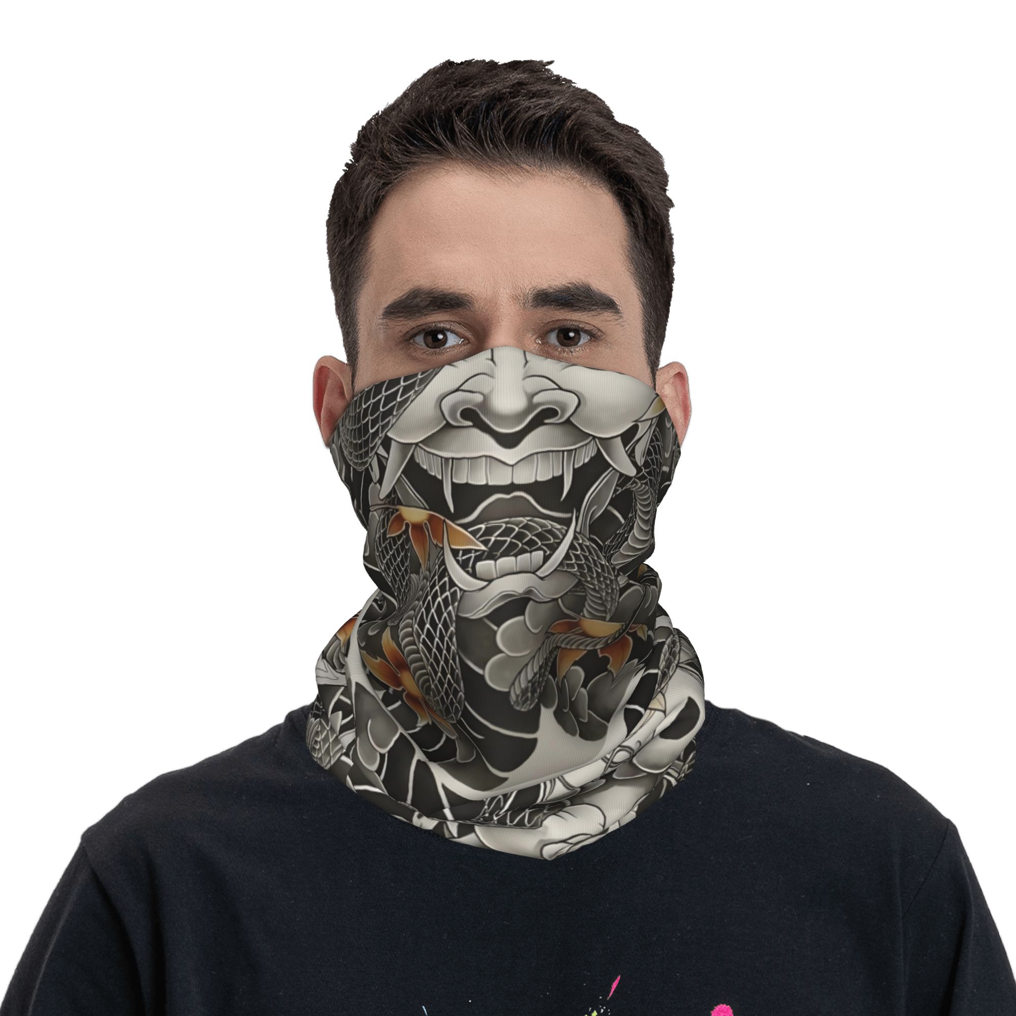 カスタム侍鬼デーモンバンダナネックウォーマー男女兼用冬スキー - Neck Gaiter Fleece のレビューと価格