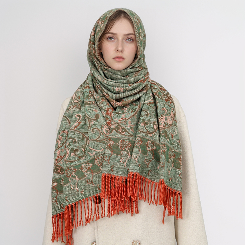 女性のためのエスニックスタイルのペイズリージャカードスカーフ - Shawl Wrap Winter のレビューと価格
