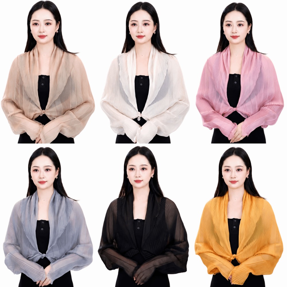ソリッドカラーの日焼け止めトップス、ラウンドネック、薄手の生 - Shawl Wrap Winter のレビューと価格