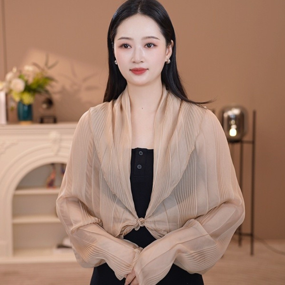ソリッドカラーの日焼け止めトップス、ラウンドネック、薄手の生 - Shawl Wrap Winter のレビューと価格