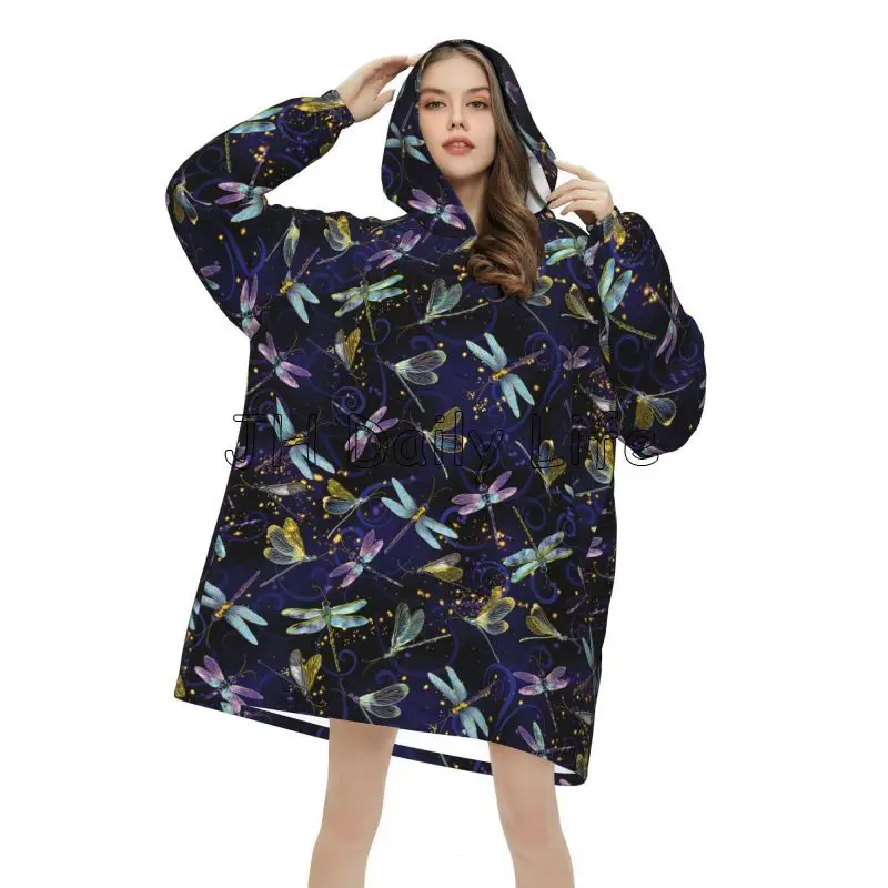 トンボギャラクシーウェアラブルブランケットパーカー女性シェル - Sherpa Hoodie Fleece のレビューと価格