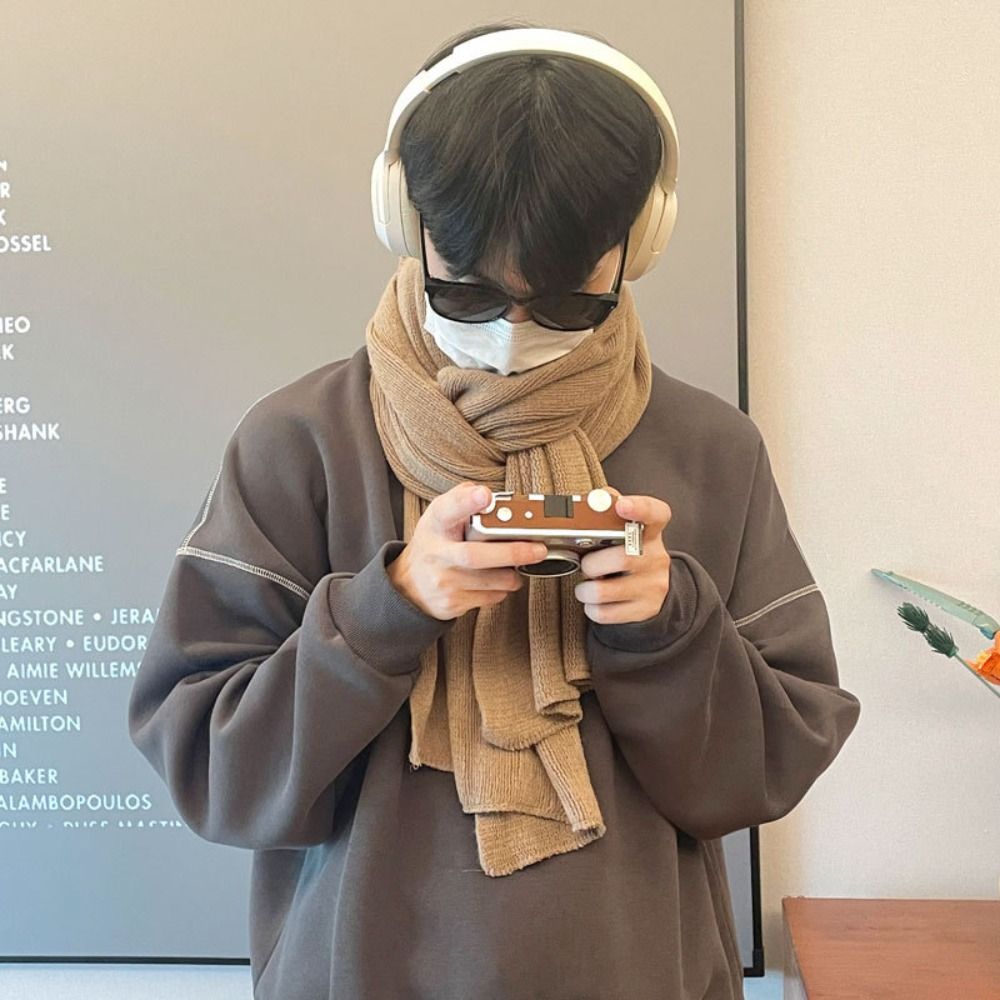 高品質ソリッドカラー男性ウールスカーフシンプルなソフト冬カシ - Wool Scarf Men のレビューと価格