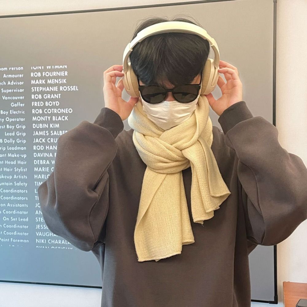 高品質ソリッドカラー男性ウールスカーフシンプルなソフト冬カシ - Wool Scarf Men のレビューと価格