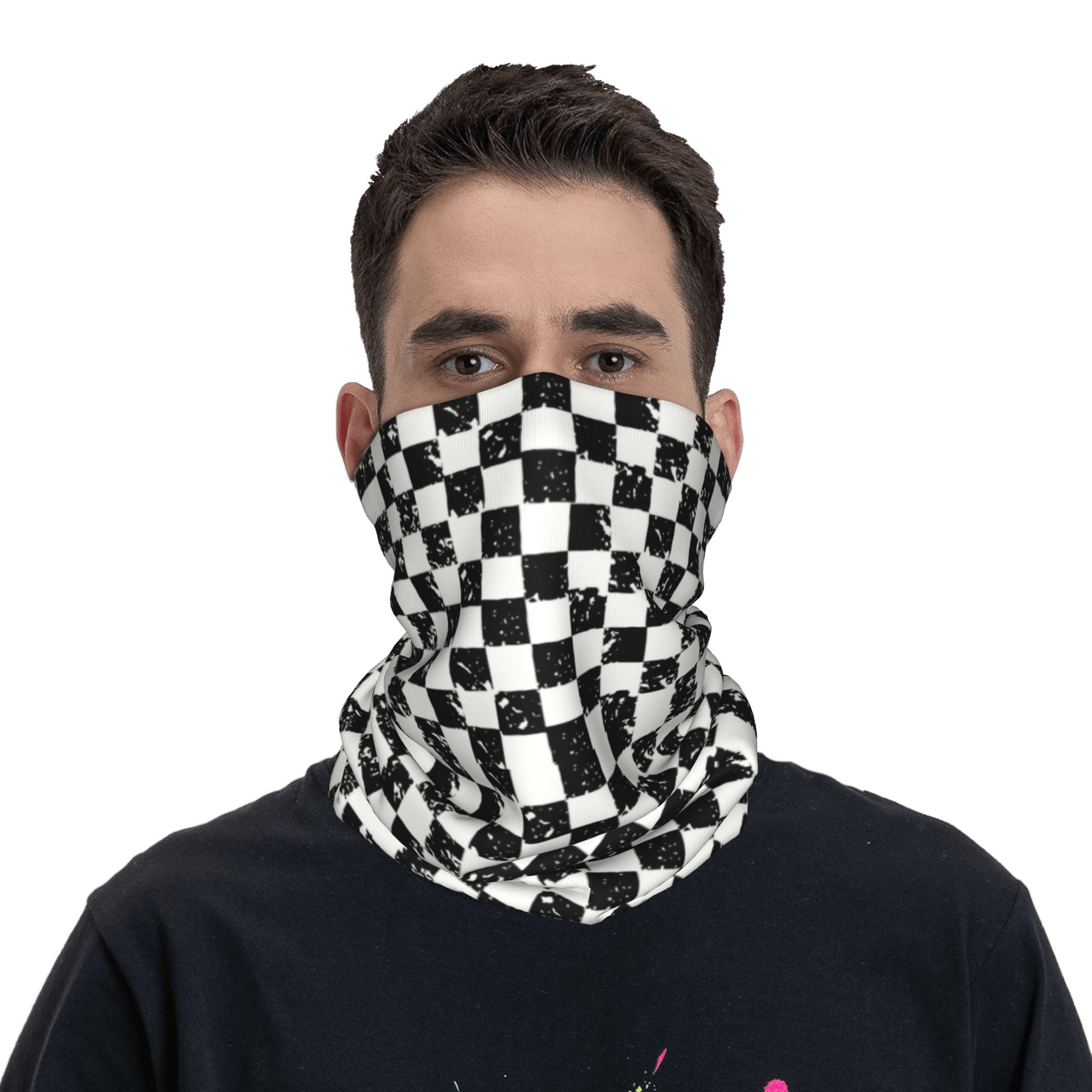 カスタムレトロチェック柄フラッグウィンターヘッドバンドネック - Neck Gaiter Fleece のレビューと価格