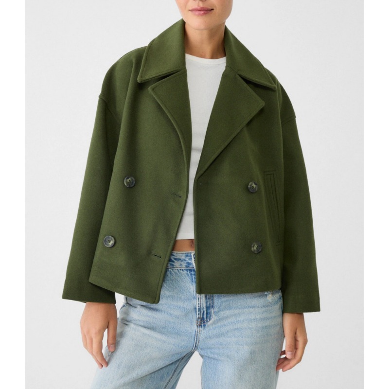 レディース オーバーサイズ ダブルブレスト ウール混紡 ピー - Wool Coat Peacoat のレビューと価格