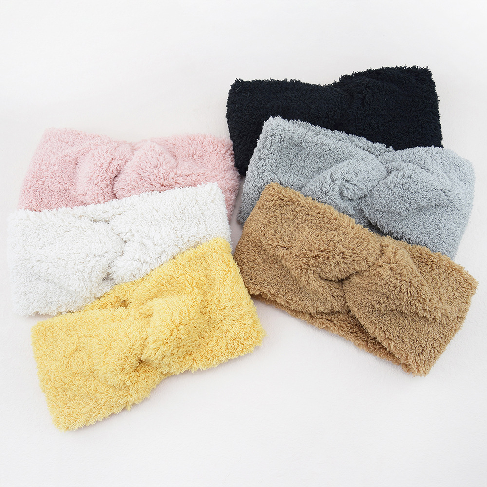 新しいフリースクロスワイドヘッドバンド女性女の子秋冬ソフトヘ - Winter Headband Fleece のレビューと価格