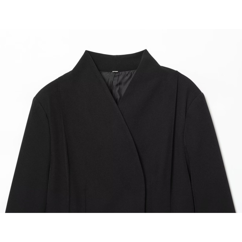 秋の女性用シンプルブレザー、Vネック長袖、カジュアルポケット - Down Jacket Packable のレビューと価格
