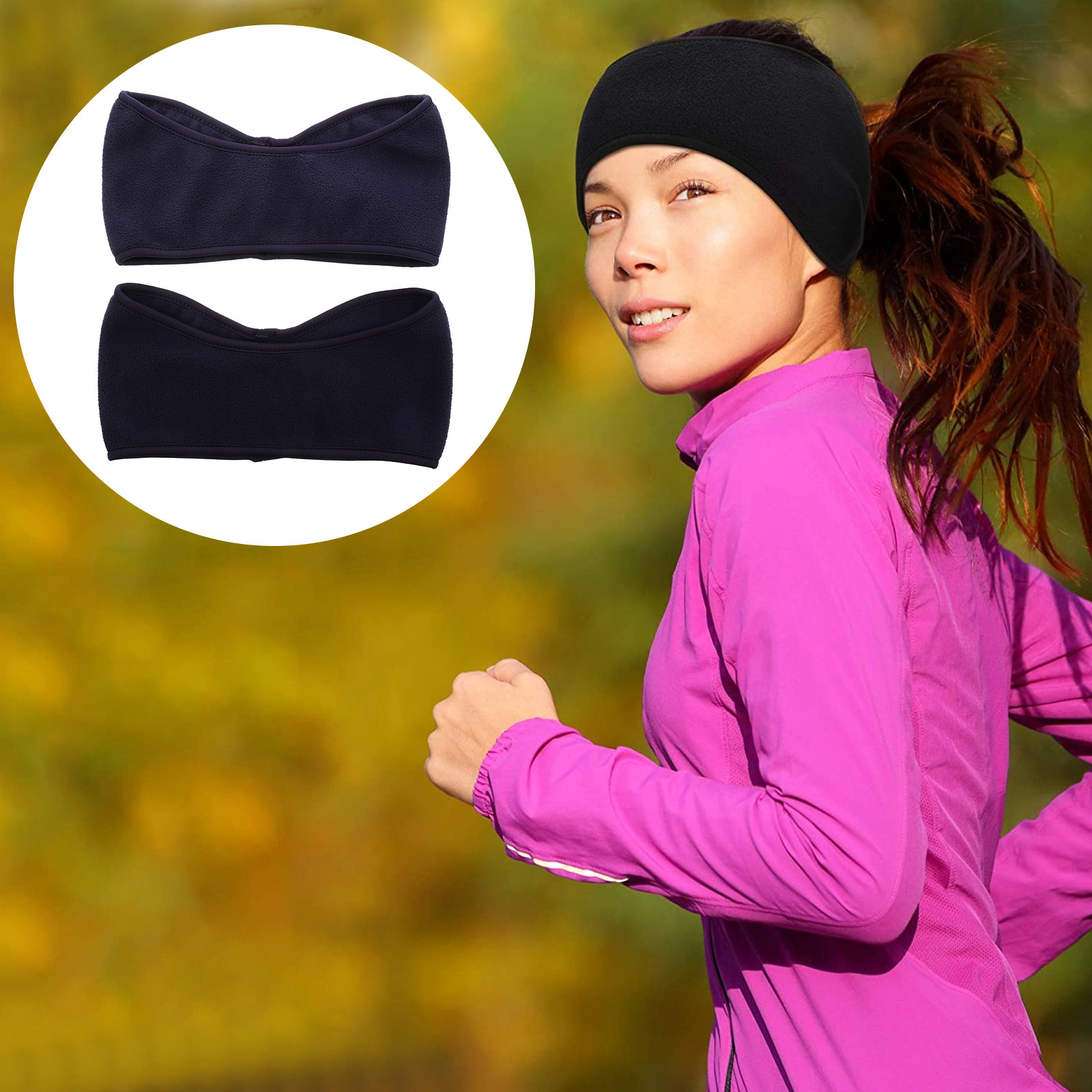 2個セット 暖かい防風ヘッドバンド ポーラーフリース スポー - Fleece Ear Warmer Band のレビューと価格