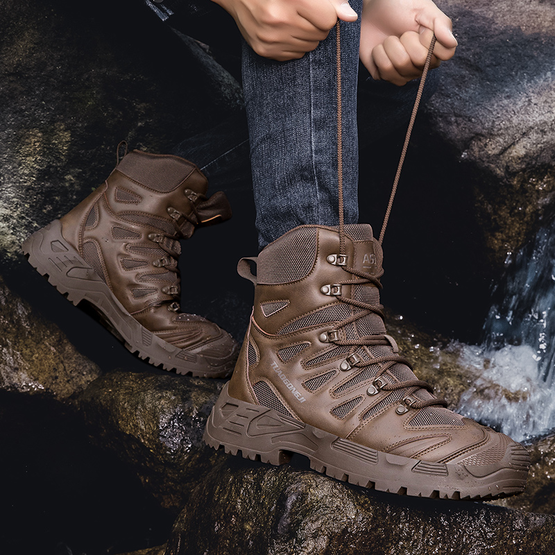 男性の屋外ハイキング戦術ブーツ足首デザートブーツスポーツ登山 - Waterproof Winter Boot のレビューと価格