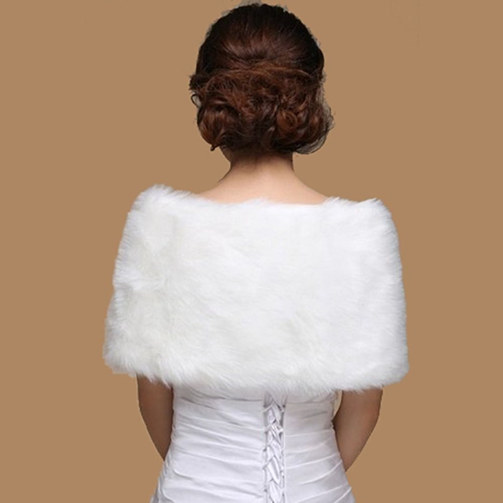 冬ケープ白毛皮ショールウェディングアクセサリーエレガントなブ - Shawl Wrap Winter のレビューと価格
