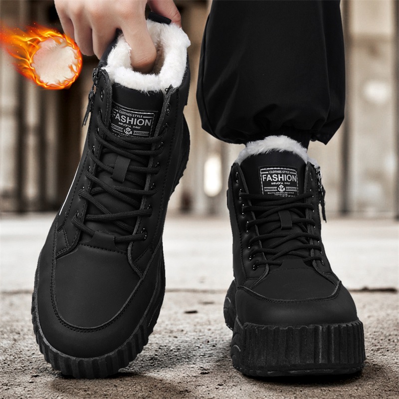 メンズ冬用スノーブーツ、保温性のあるフリース裏地付き厚底コッ - Waterproof Winter Boot のレビューと価格