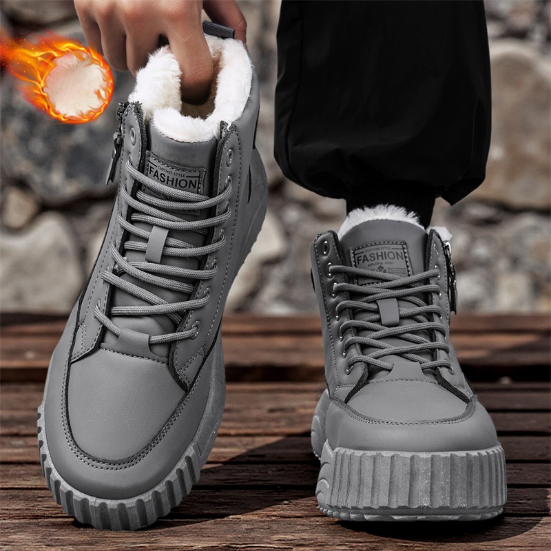 メンズ冬用スノーブーツ、保温性のあるフリース裏地付き厚底コッ - Waterproof Winter Boot のレビューと価格