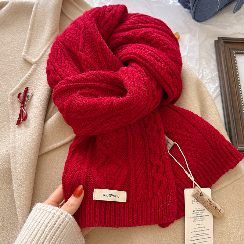高級 100% ウールスカーフ女性メンズ厚いケーブルニットラ - Wool Scarf Men のレビューと価格