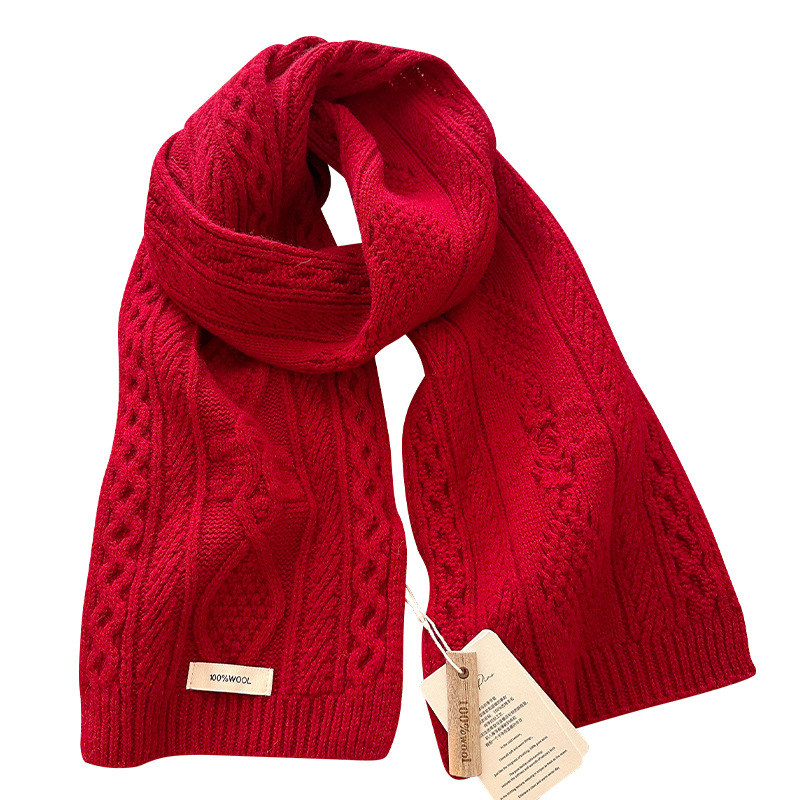 高級 100% ウールスカーフ女性メンズ厚いケーブルニットラ - Wool Scarf Men のレビューと価格