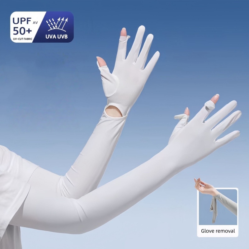UPF50+ アイスシルク日焼け止めアームスリーブ、手袋付き - Touch Screen Gloves のレビューと価格