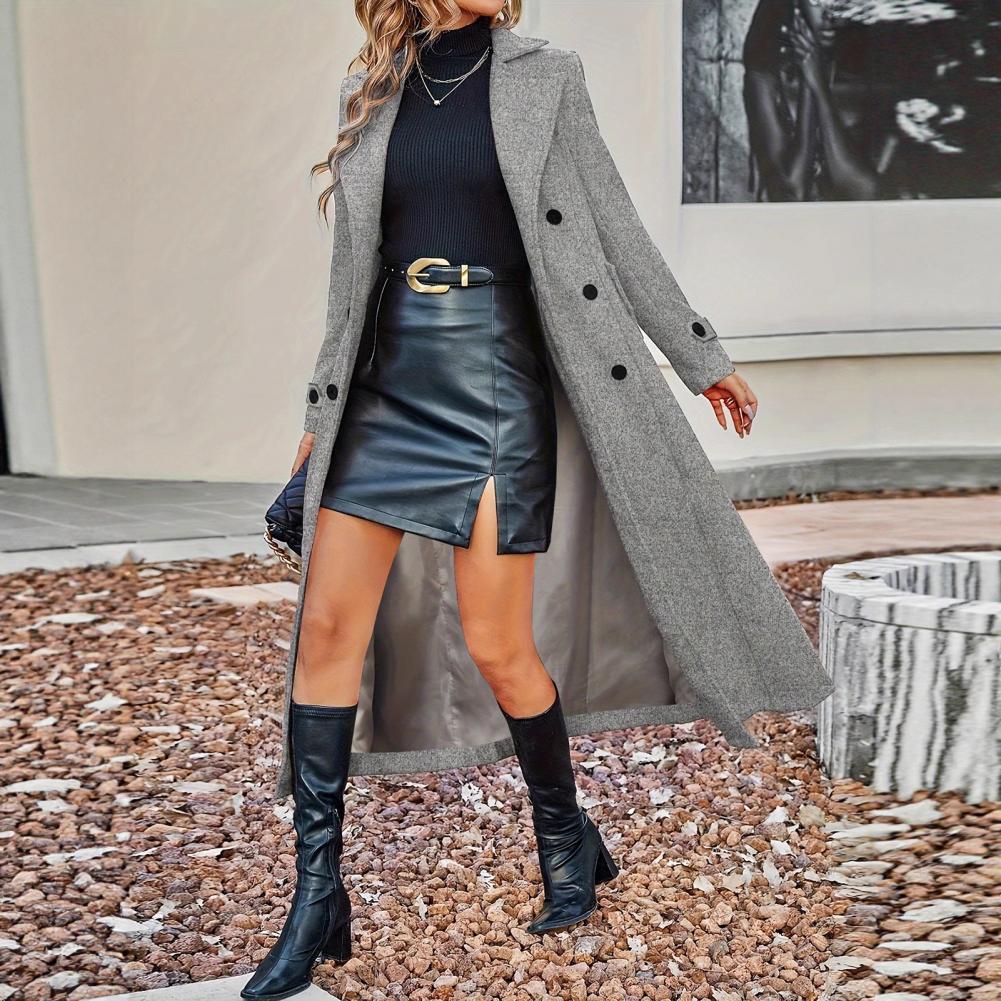 秋のコート レディース ロングウールコート ダブルブレスト  - Wool Coat Peacoat のレビューと価格