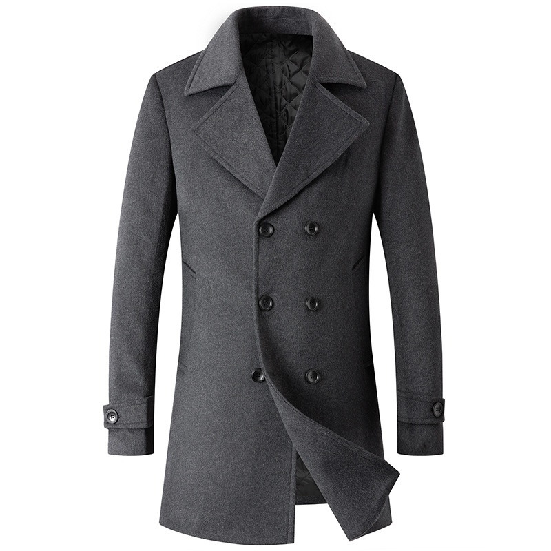 男性用ダブルブレストジャケット,ロングトレンチコート,冬用ウ - Wool Coat Peacoat のレビューと価格
