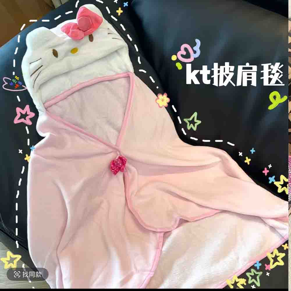 かわいいハローキティのマントショール、エアコンブランケット、 - Shawl Wrap Winter のレビューと価格