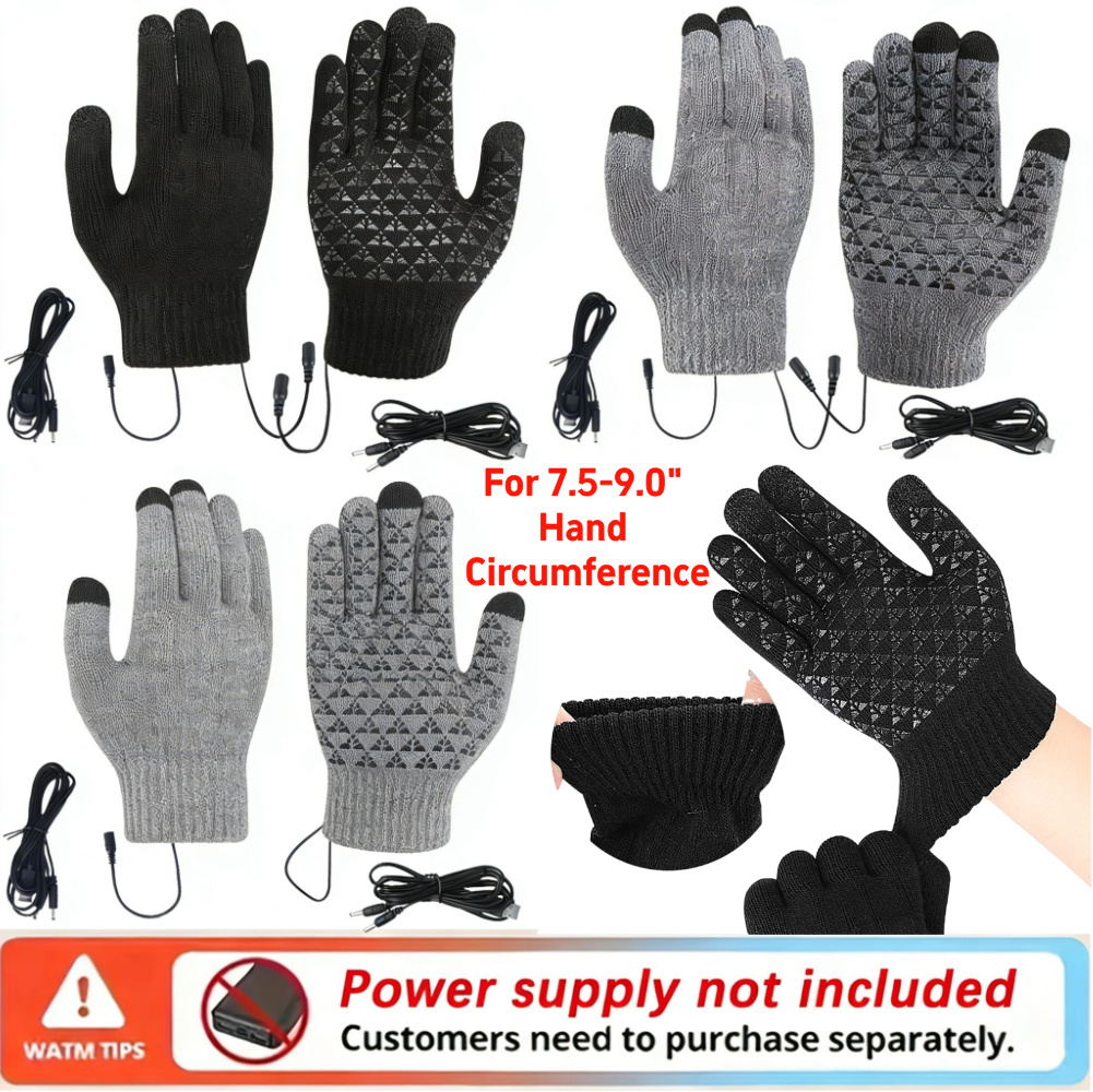 5-1 ペア USB 加熱ニット手袋タッチスクリーン手袋滑り - Touch Screen Gloves のレビューと価格