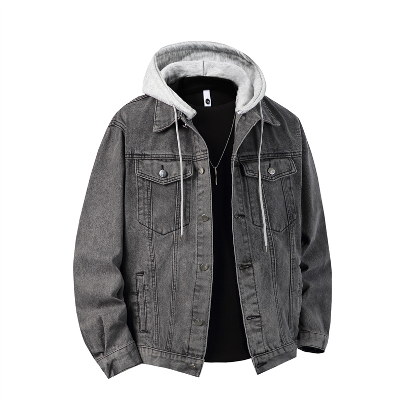 男性フード付きデニムジャケット男性ストリートターンダウン襟生 - Down Jacket Packable のレビューと価格