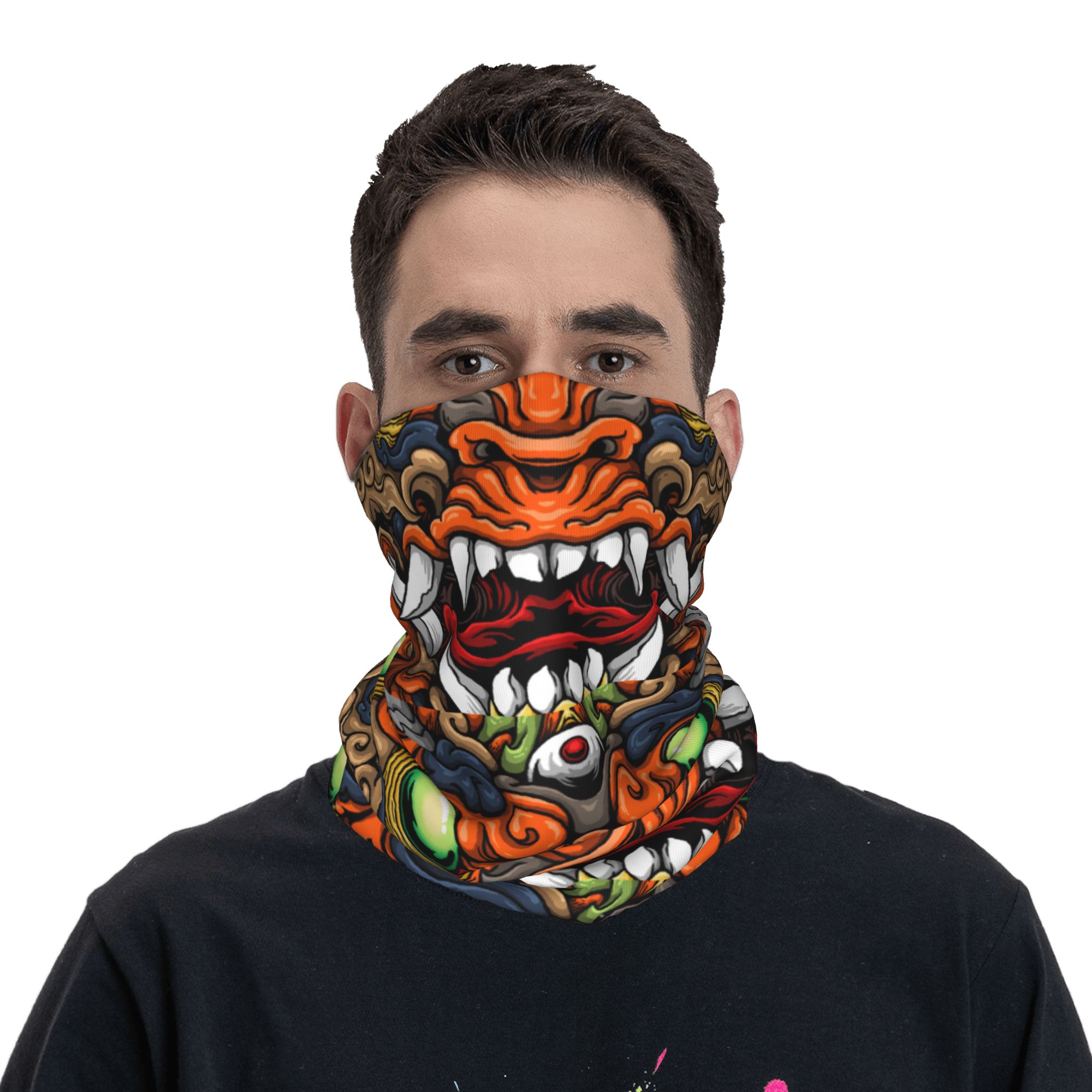 カスタム侍鬼鬼冬用ヘッドバンドネックウォーマー男女兼用ハイキ - Neck Gaiter Fleece のレビューと価格