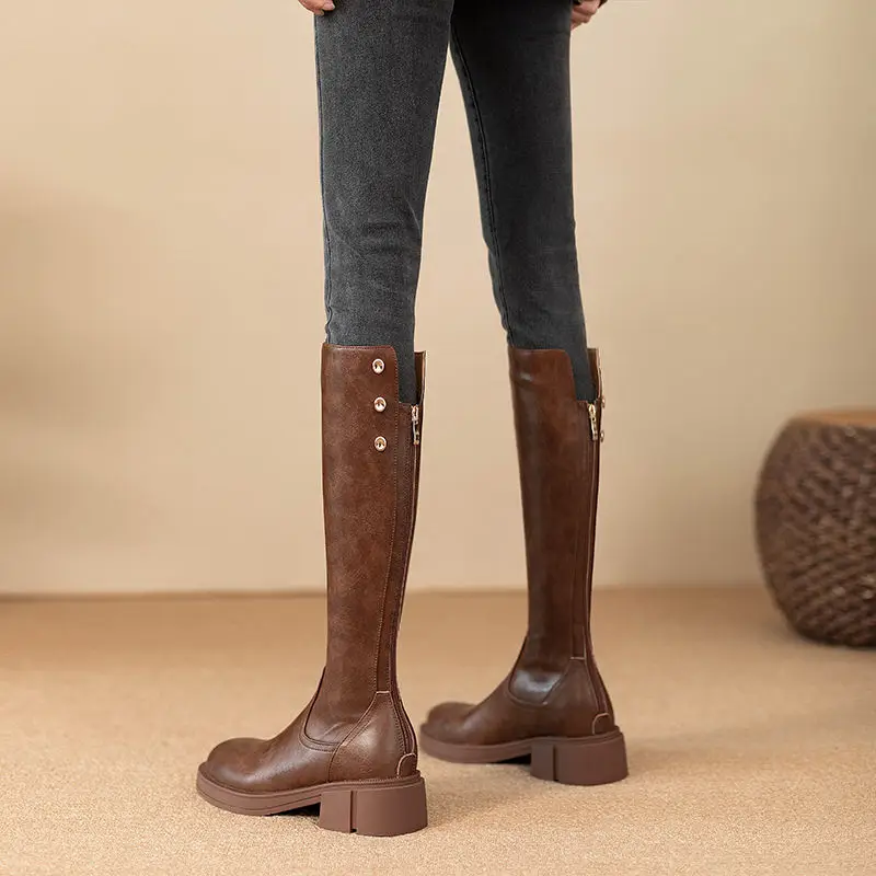 秋冬ミドルヒールレディースニーハイ丈防水PUファッション20 - Waterproof Winter Boot のレビューと価格